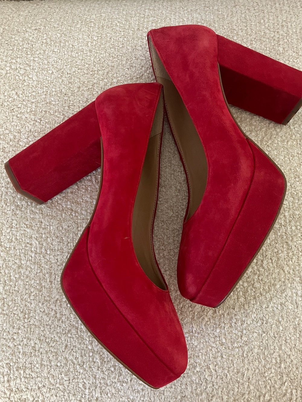 Copper Key Flirty Red Suede Platform Pumps Size 8M